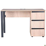 Стіл комп'ютерний Pluto ST R (1200х600х750) Дуб Ендгрейн/Чорний графіт, фото 2