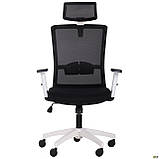 Крісло офісне комп'ютерне Уран / Uran White HR сидіння Нест-01 чорна/спинка Сітка HY-100 чорна, фото 5
