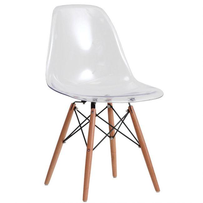 Стілець Тауер Вуд А прозорий акрил, ніжки дерево (Прайз), Eames