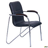 Стілець офісний Самба хром горіх Скад чорний без канта, ТМ Амф, фото 7