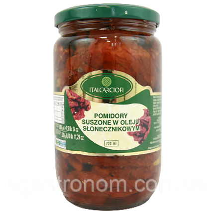 Помідори в'ялені Італкарчьофі Italcarciofi 320/680g 12шт/ящ (Код: 00-00013654)
