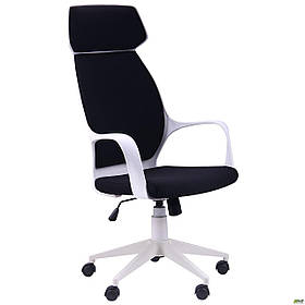 Крісло офісне Концепт (Concept) пластик білий, тканина чорна, ТМ Амф