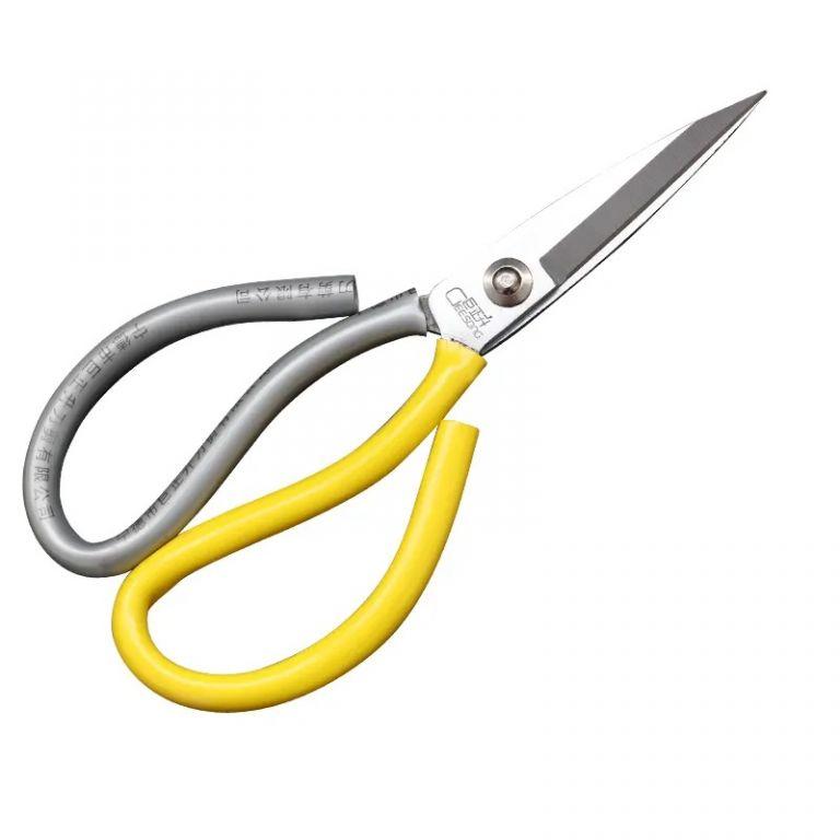 Ножиці для шкіри VESELKA LDH №1 прогумовані кольорові ручки, коване залізо SK5, 58 HRC, довжина 195 мм (6473), фото 1