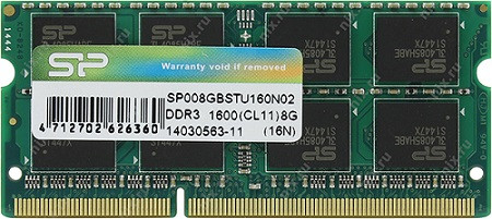 Модуль памяти SO-DIMM DDR3 8GB 1600MHz Silicon Power (SP008GBSTU160N02) Bulk, фото 1