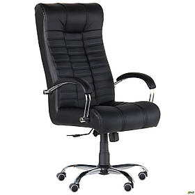 Крісло офісне Атлантіс чорне Хром Механізм ANYFIX шкірзамінник Неаполь N-20, ТМ Амф