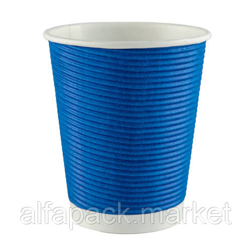 Стакан гофрований 110 мл синій d 60 (25шт/пак/1750) 062100092