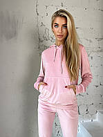 Женский велюровый спортивный костюм плюш. Цвет розовый. Размер 42-44,46-48,50-52