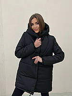 Женская теплая зимняя куртка -пуховик с капюшоном Размеры 42, 44,46,48 черная