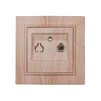 Розетка телефонна Світле дерево