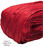 Рулонная молния спираль тип 3. Цвет 519 (красный). Размер 200 метров