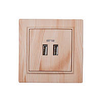 Розетка USB (2 порти) 2 A Світле дерево