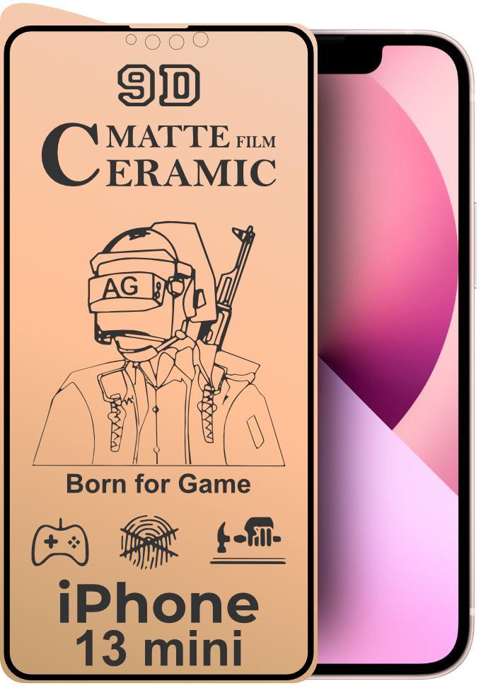 Захисне скло Matte Ceramic (гнучке матове) iPhone 13 Mini Чорне, фото 1