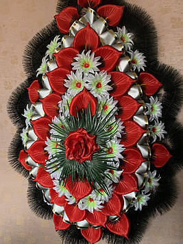 Вінок траурний із преміум квітів (Хвиля №2), розмір 170*85 см, доставка по Україні