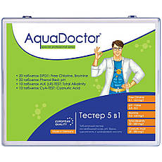 Тестер AquaDoctor таблеткового типу Аквадоктор 5 в1 pH, CL, Br, Cy, Alk 20 тестів Німеччина, фото 3