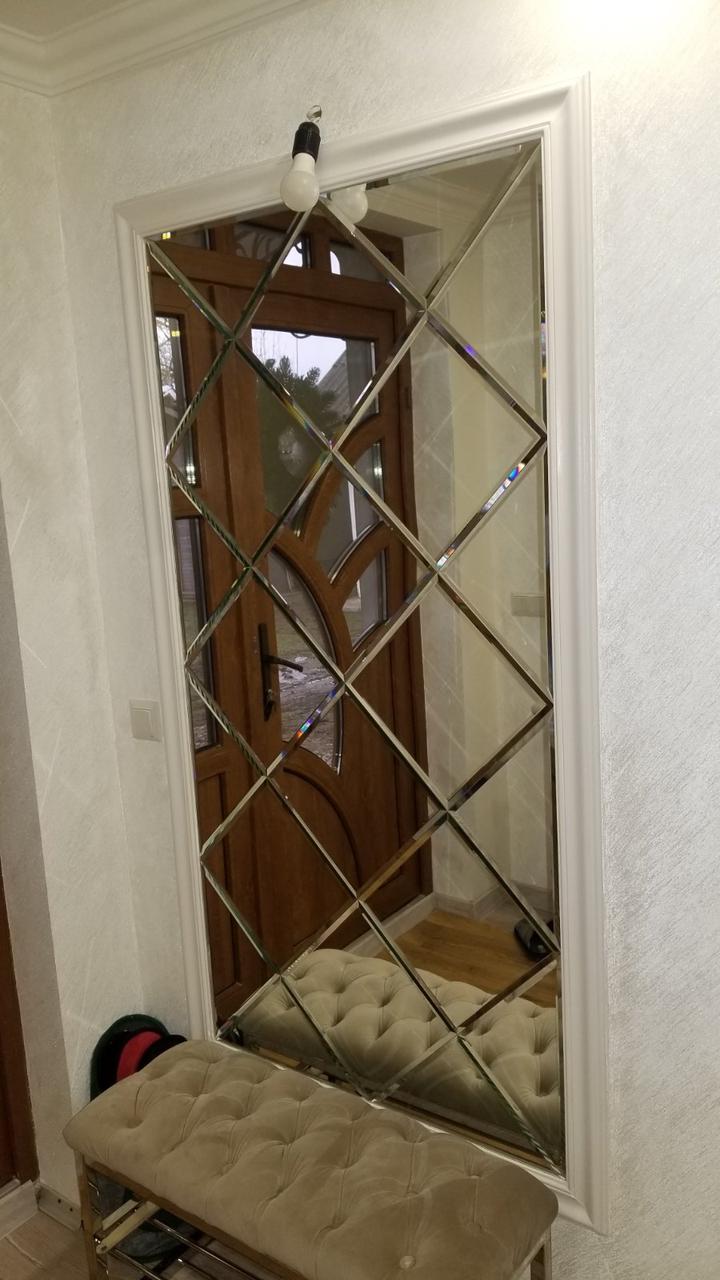 Дзеркальне панно 800*1600 срібло фацет 10 мм квадрат 282*282 мм, фото 1