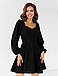 Романтичне коктейльне жіноче плаття з довгим рукавом, чорне, фото 4