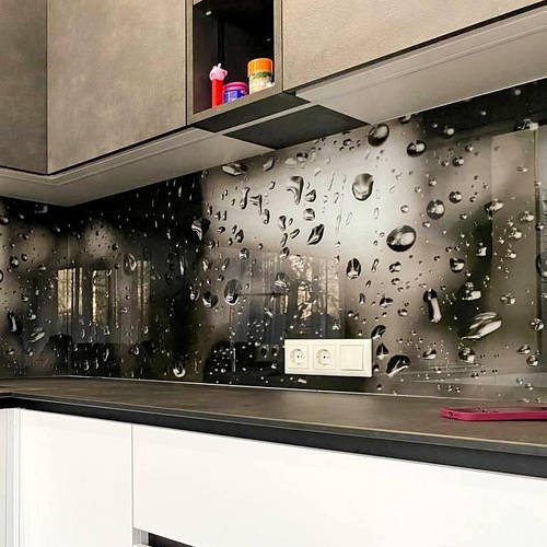 Фартук для кухни из прочного стекла / Скинали Капли (ID#499570763 ...