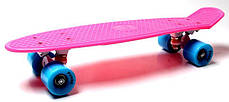 Дитячий міський скейт, трюковий для підлітків. Безшумний Penny Board Малиновий колір Матові колеса, фото 4