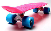 Дитячий міський скейт, трюковий для підлітків. Безшумний Penny Board Малиновий колір Матові колеса, фото 6