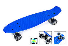 Міський тихий скейтборд з принтом, трюковий Penny Board Fast Blue Світні PU колеса с декой Double Kick, фото 2