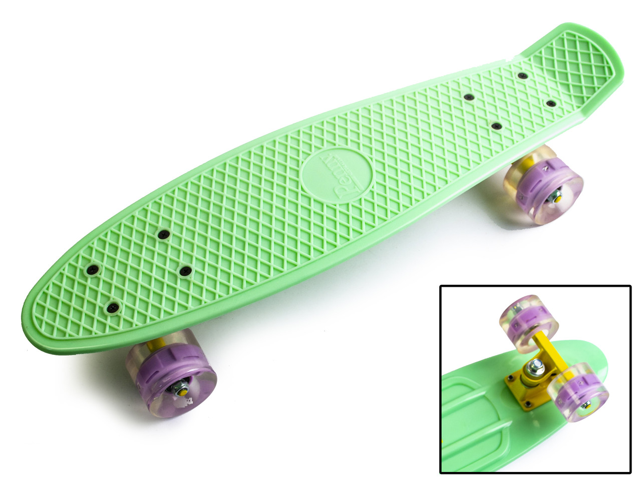 Дитячий міський скейт, трюковий для підлітків Penny Board Pastel Series М'ятний колір світні колеса. Легкий,міцний