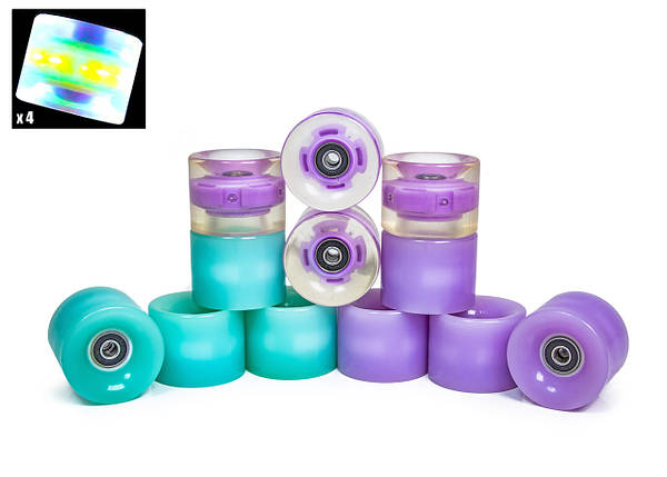 Зносостійкі світяться PU колеса для Penny Board, універсальні з підшипниками: ABEC-7.Безшумні, фото 1