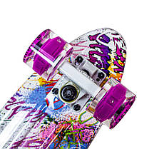 Міський Penny Board безшумний трюковий з принтом Fish Graffity PU колеса що світяться., фото 4