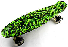 Легкий, міцний. Дитячий міський Penny Board Military Блискучі колеса, Безшумный, фото 3