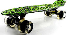 Легкий, міцний. Дитячий міський Penny Board Military Блискучі колеса, Безшумный, фото 4