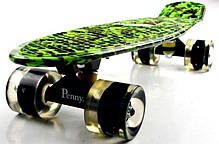 Легкий, міцний. Дитячий міський Penny Board Military Блискучі колеса, Безшумный, фото 5