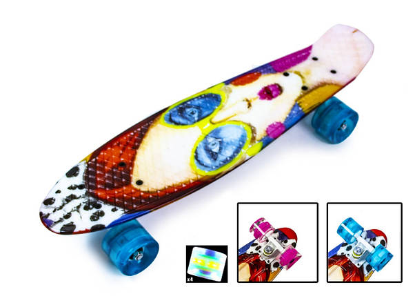 Міський Penny Board Cool Girl Світяться колеса 59 мм в стильному дизайні. Тихий трюковий, фото 1