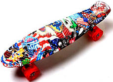 Міський трюковий Penny Board Graffiti NBA. Блискучі PU колеса. Однозігнута дека, міцний легкий, фото 3