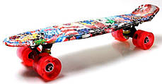 Міський трюковий Penny Board Graffiti NBA. Блискучі PU колеса. Однозігнута дека, міцний легкий, фото 4