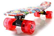 Міський трюковий Penny Board Graffiti NBA. Блискучі PU колеса. Однозігнута дека, міцний легкий, фото 5