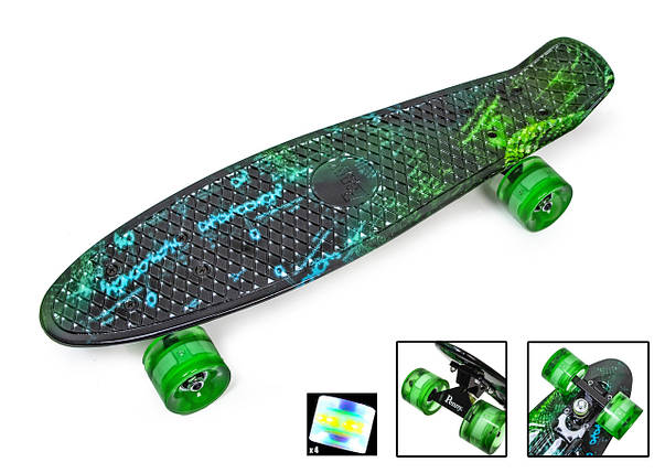 Безшумний міський Penny Board H20 Сяючі колеса трюковий для підлітків., фото 1