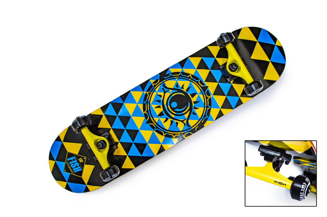 Трюковий Скейтборд дерев'яний 7 шарів канадського клена від Fish Skateboard TRI, богатофункціональний