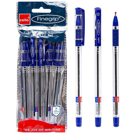 Ручка масляна FINEGRIP Cello синя 5 шт в упаковці, 388Виня(50666), фото 1