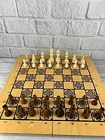 Настольная шахматная игра 3 в 1 с большими фигурами (Шахматы, шашки, нарды), 50х50 см