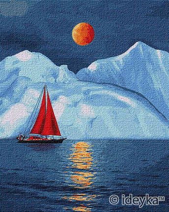 KMKHO2751 Картина за номерами — Червоний вітрильник 40*50 см Ідейка, фото 1