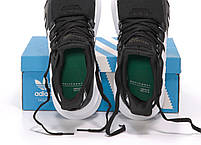 Чоловічі чорні кросівки з білим Adidas EQT Equipment. Взуття чоловіче весна літо чорне Адідас ЕКТ Еквіпмент, фото 4