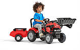 Трактор на педалях з причіпом та переднім ковшом FALK CASE IH MAXXUM червоний, фото 6