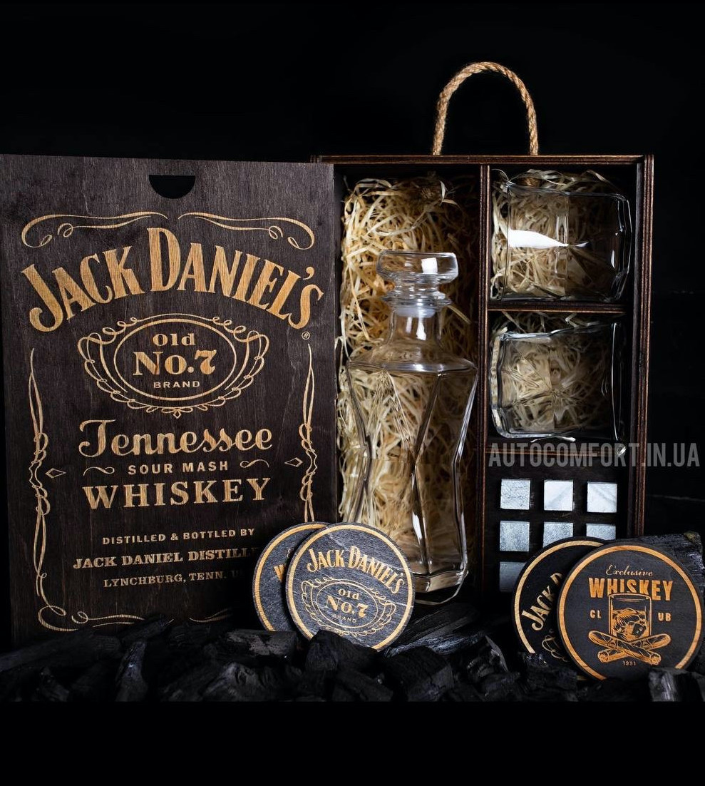 Подарунковий набір для віскі з декантери і камінням Jack Daniels