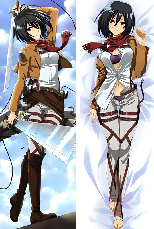 Дакімакура 150х50 см Мікаса Аккерман Атака Титанів Подушка з наволочкою обіймашка аніме, фото 1