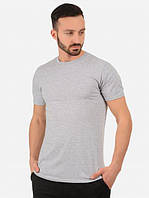 Чоловіча світло-сіра однотонна футболка базова повсякденна без принту