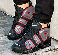 Кроссовки мужские Nike Air More Uptempo чёрные с амортизацией, кроссовки демисезонные (РАЗМЕРЫ в описании)