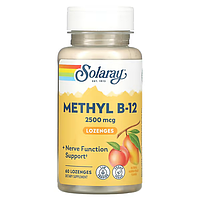 Solaray, високоефективний метил B12, натуральне манго та персик, 2500 мкг, 60 льодяників