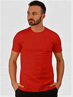 Чоловіча червона однотонна футболка базова повсякденна без принту