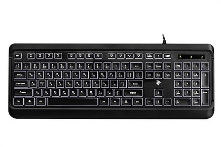 Клавіатура провідна 2E KS120 White backlight USB Чорний (2E-KS120UB), фото 1