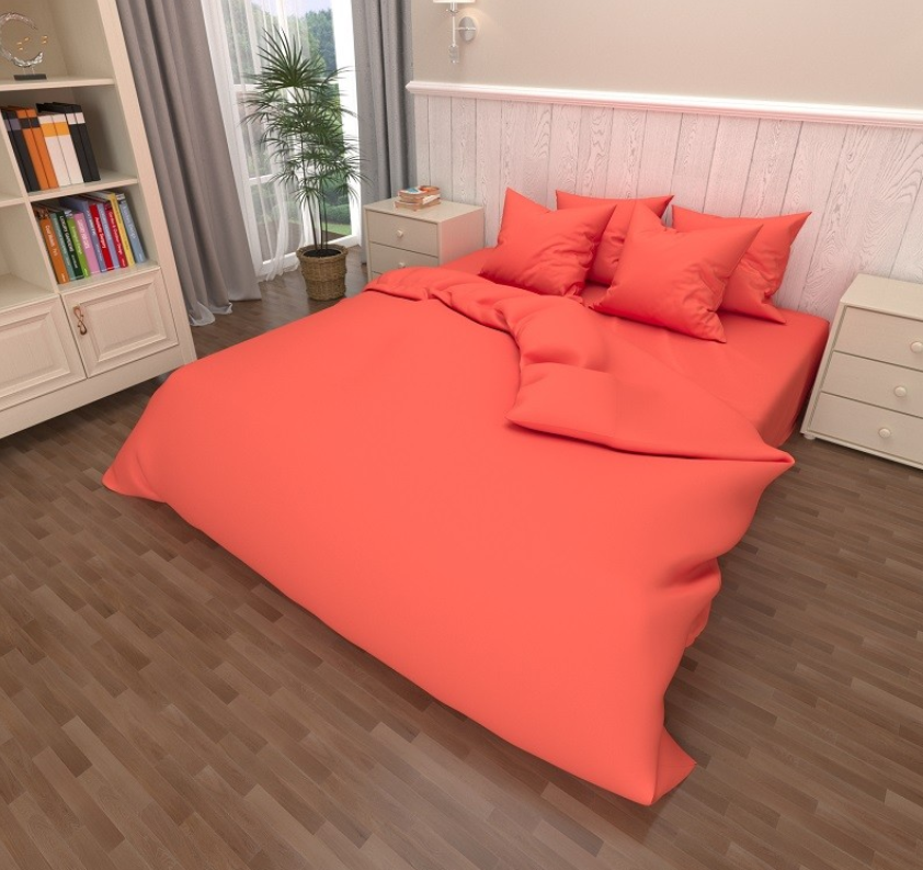 Постільна бязь сімейка однотонна з двома підковдрами, спальний комплект сімейний 5-предметів, фото 1