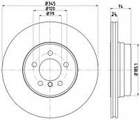 Диск гальмівний зад. Bmw 7 (E65,E66) 730,735 05- 8DD 355 122-251 HELLA PAGID